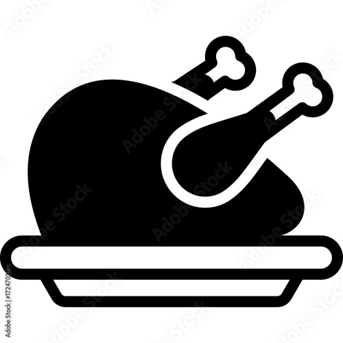 chicken icon illustration design with solid