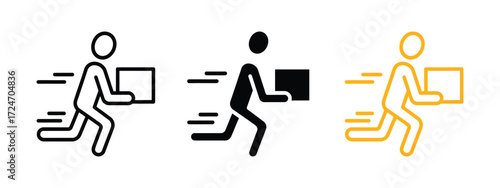 Speedy delivery boy icon vector. logistics, e-commerce, and shipping symbol. vector illustration.