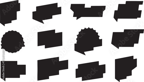 abstract, geometric, shape, silhouette, design element, graphic, icon, polygon, angular, sharp, irregular, wavy circle, jagged edge, black, isolated, white background, set, collection, template, moder