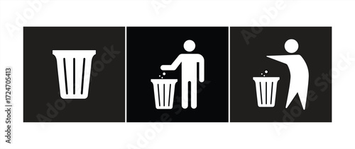 Trash can icon, symbol of maintaining cleanliness, Tidy Man, Don't Throw Trash Anywhere icon, vector illustration
