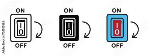 Light on off electric switch icon vector. control, energy, or system status symbol. vector illustration.