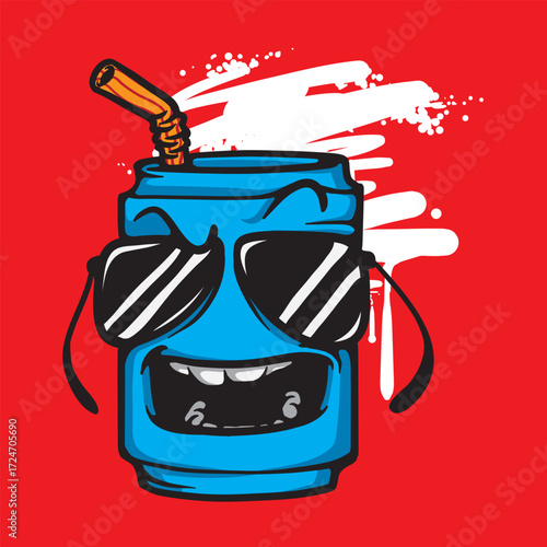 Cool Soda Can Character Cartoon Vector Illustration