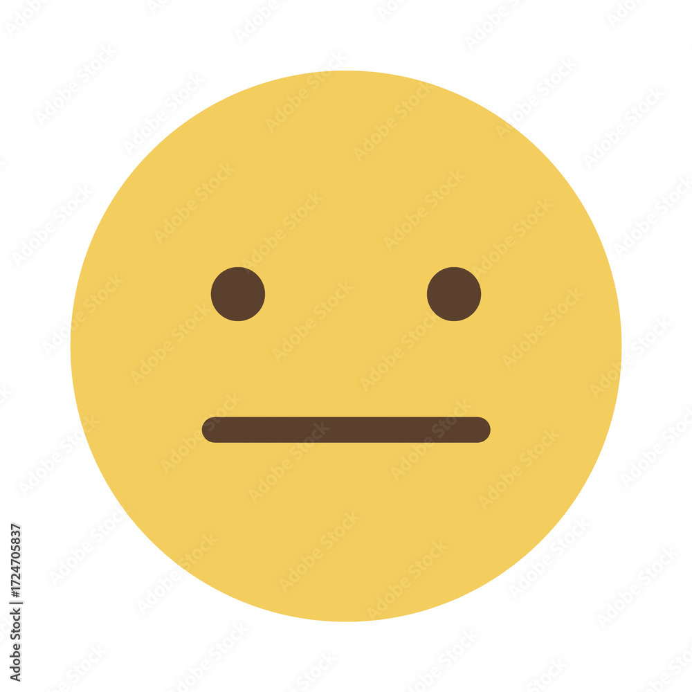 Fototapeta premium 無表情のシンプルなアイコン（黄色）