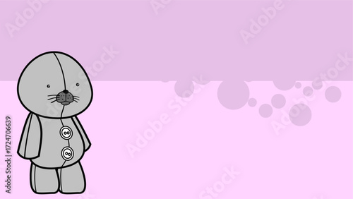 plush toy animal character cartoon gift card background in vector art
