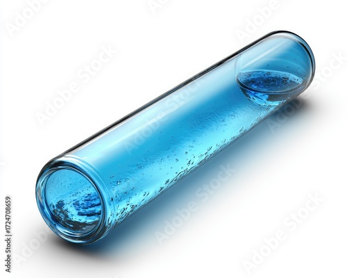 A light-blue test tube, filled with a liquid