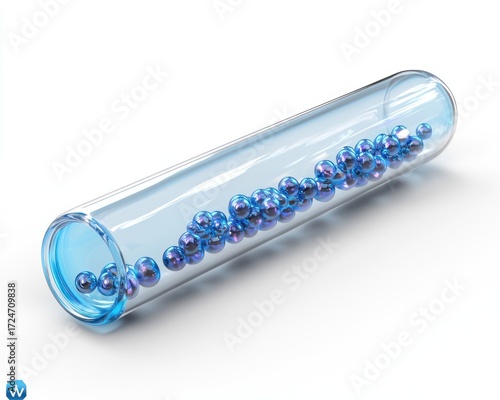 Glass tube with iridescent spheres