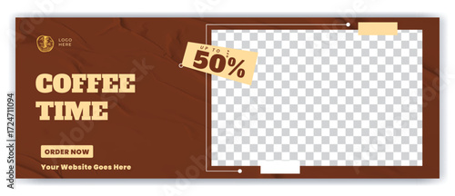 Coffee shop drink menu promotion Facebook cover template design