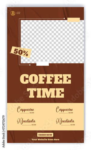 Coffee shop and  tea , ice cream drink menu promotion Flyer or poster template design
