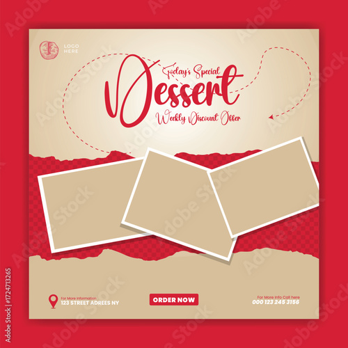 Coffee shop drink menu promotion social media Instagram post banner template design