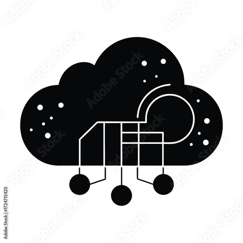 cloud computing icon on futuristic sky