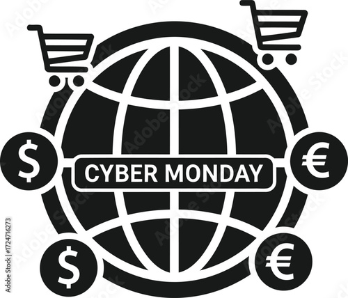 Cyber monday global shopping e commerce online retail world business money vector