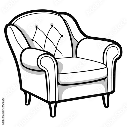 Comfortable armchair outline vector illustration scalable eps graphic design furniture icon vector