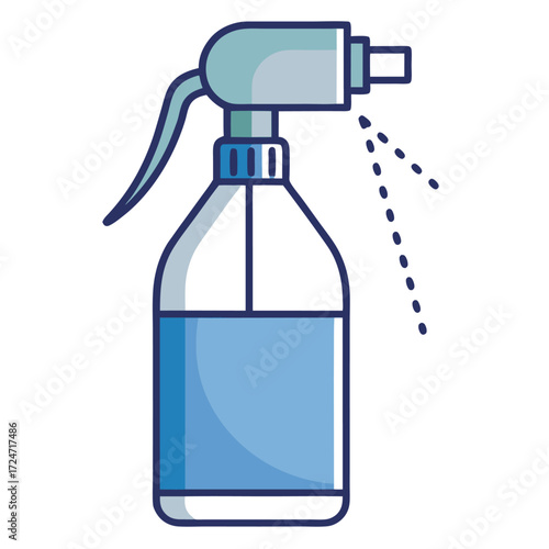 Stylized line drawing vector illustration of a spray bottle for cleaning and disinfection vector