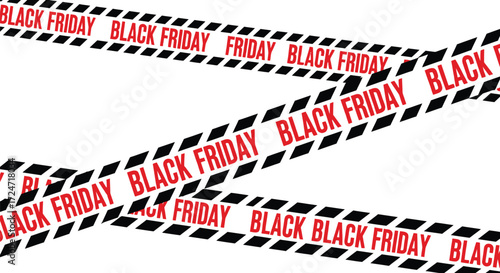 Black friday warning tape alert sale promotion shopping event discount announcement vector