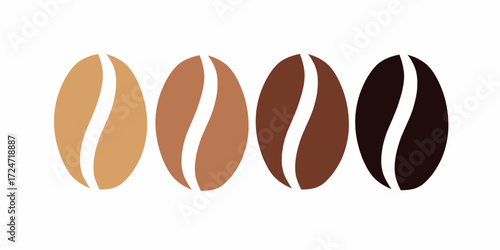 Minimalist Gradient Coffee Bean Roasted Stages Flat Design Illustration