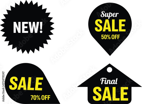 Set of sale discount labels new product promotion tags for shopping marketing vector