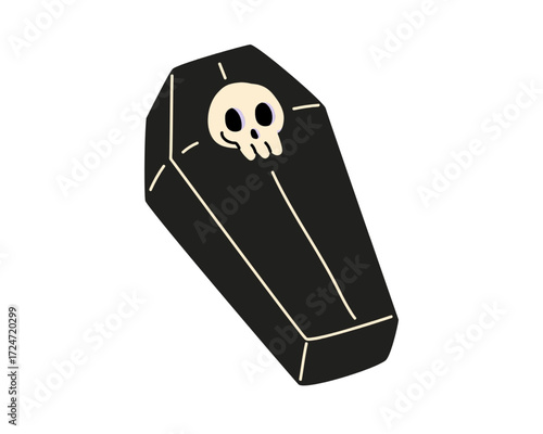 Spooky Halloween Coffin Illustration Cute Skull Design