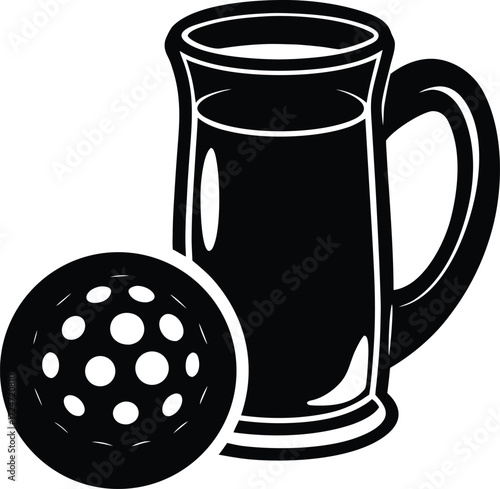 Golf element vector Silhouette beer mug or whiskey glass silhouette golf theme