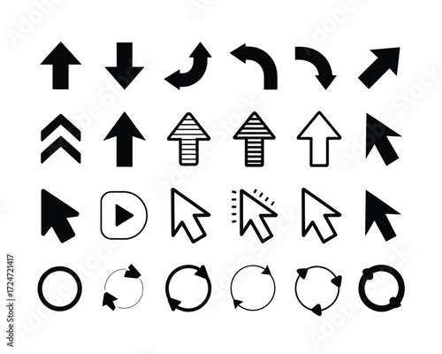 Collection of black and white arrow icons and cursors scalable vector eps graphic vector