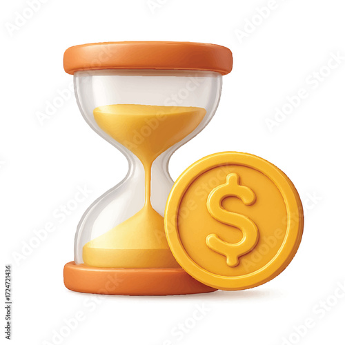 time is money hourglass and coin icon