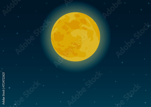 闇夜に浮かぶ月のイラスト