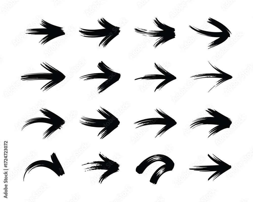 Obraz premium Set of 15 stylized black arrow illustrations vector graphics for design projects vector