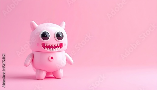 Pink monster toy on pink background