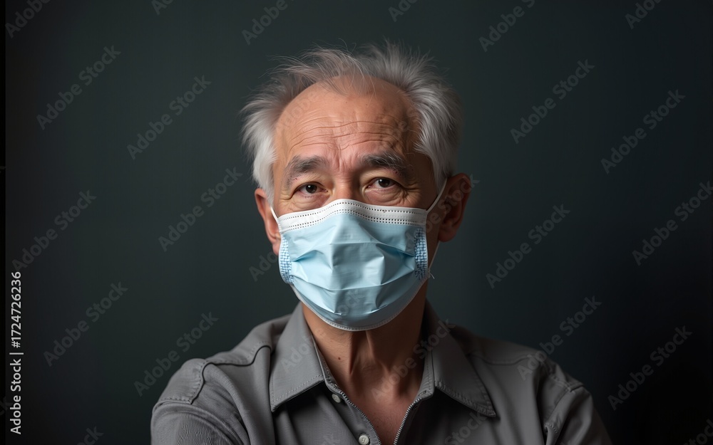 © ling - Sad senior man wearing mask and thinking. High quality © ling - Sad senior man wearing mask and thinking. High quality