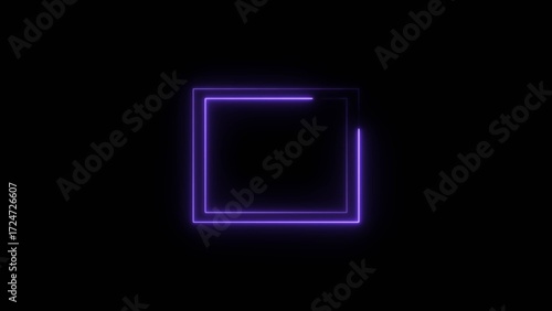 Neon squre shape neon bright line 4k illustration.