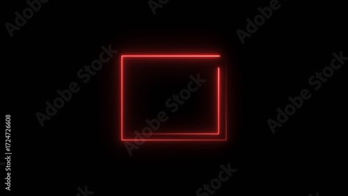Neon squre shape neon bright line 4k illustration.