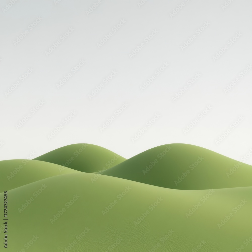 Obraz premium Tranquil Rolling Green Hills under Soft Light with Gradual Sky
