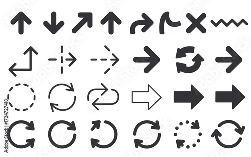 Collection of black and white directional arrows and symbols vector illustration scalable eps icon set vector