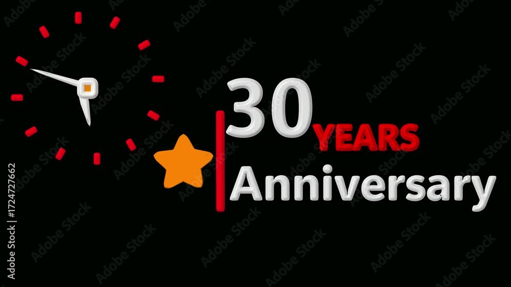 30 years anniversary motion graphic 4K footage with star. 4K motion ...