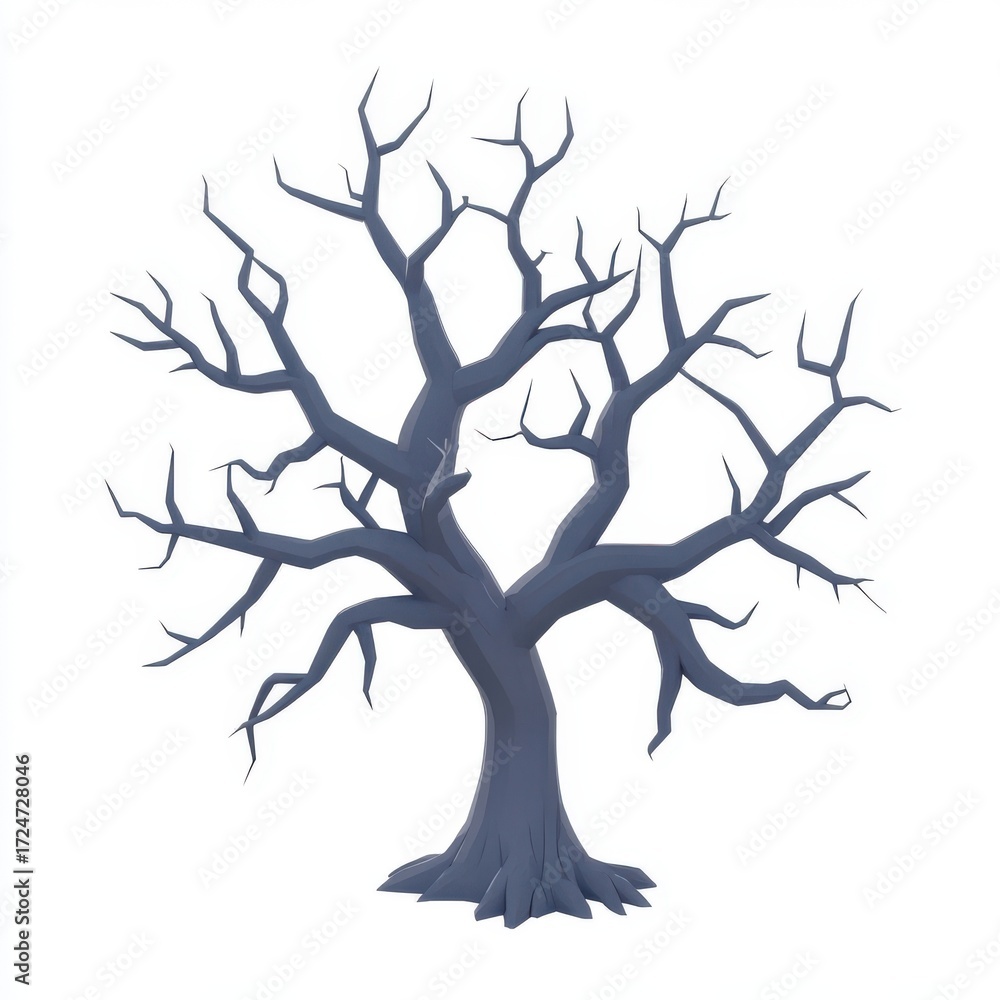 Fototapeta premium Abstract Dark Tree Silhouette on White Background for Creative Use