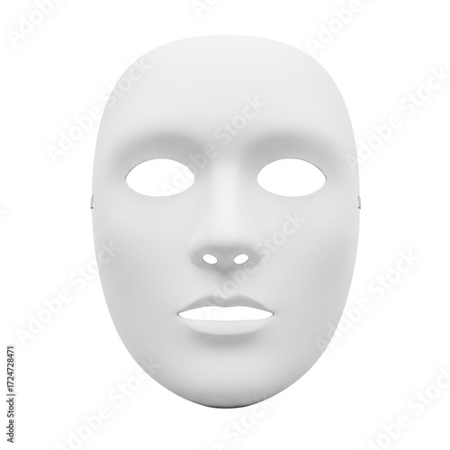 White Face Mask Blank Anonymous Expressionless Costume Halloween Disguise Theater Plain Mask on transparent background