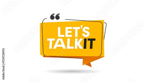 Yellow speech bubble with text 