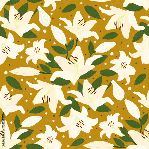 Lily Flower seamless pattern wallpaper
