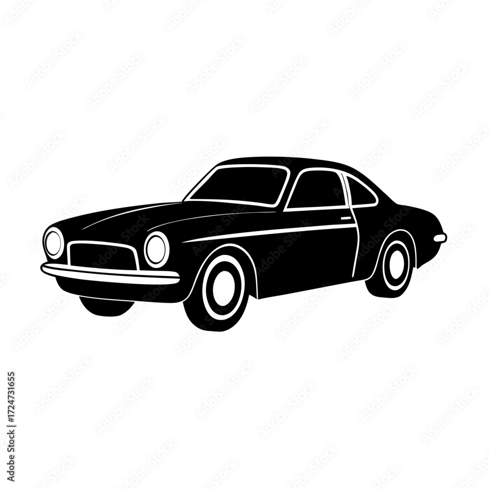 Fototapeta premium Vector art of black silhouette of a vintage car