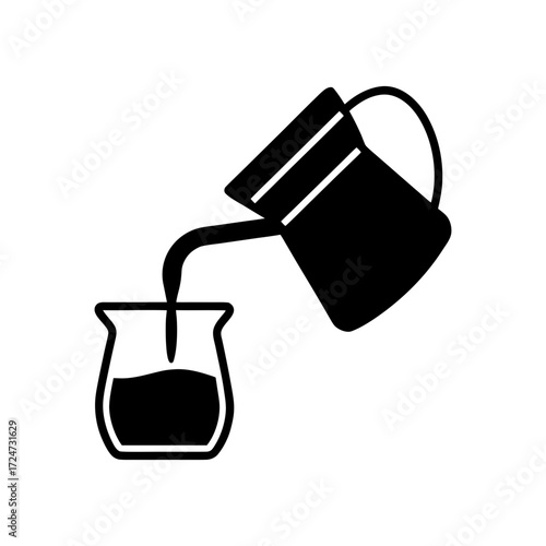 Vector art of pouring liquid from a pitcher into a glass