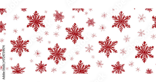 Red Snowflake Pattern white winter isolated on a transparent background