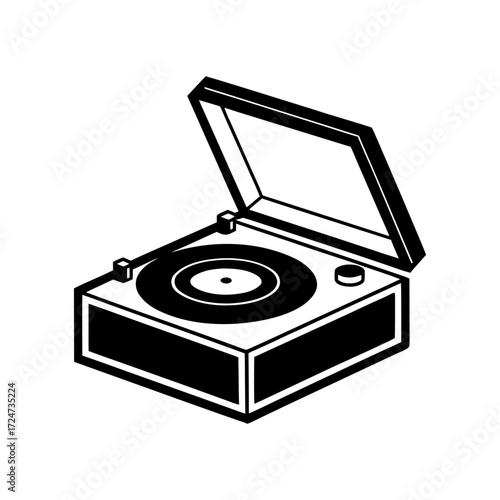 Vector art of vintage record player