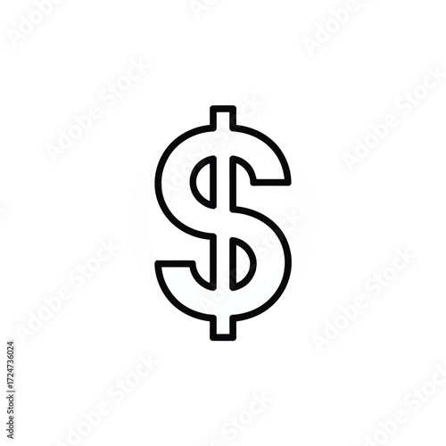 Minimalist Dollar Sign Icon Vector isolated on white background.