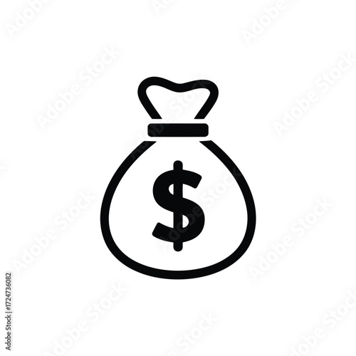 Money bag with dollar sign icon currency finance isolated on white background