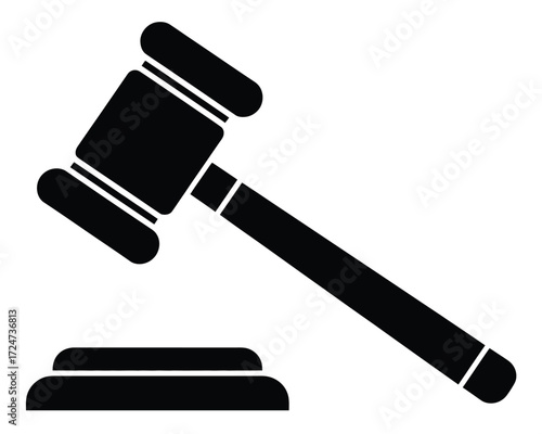 Silhouette vector illustration of a judge's gavel and sounding block scalable eps graphic vector