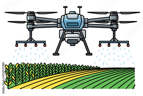 Agricultural Drone Spraying Crops from Above