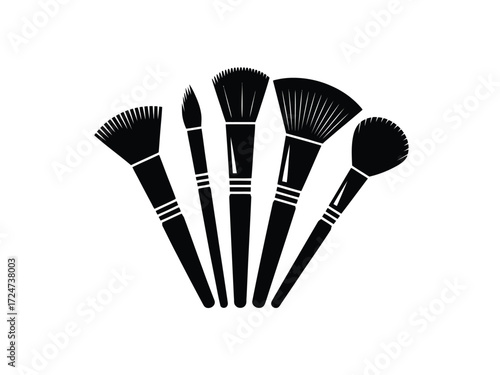 Set of black silhouette makeup brushes vector illustration for beauty and cosmetics graphics vector