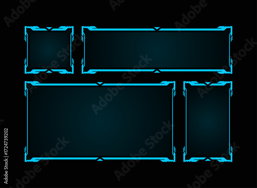 Futuristic Sci-Fi Cyberpunk UI Panel Frame Pack – Neon Blue HUD Interface Templates for Game Menu, Streaming Overlay, Esports Dashboard, and Modern Technology Design Elements