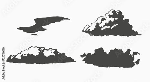 Realistic cloud formations set realistic sky element realistic weather element vector