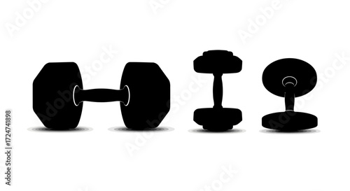 Dumbbell set fitness equipment for strength training and weightlifting exercises vector