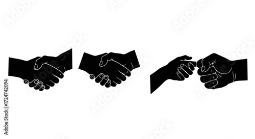 Business partnership handshake symbol collection diverse business collaboration agreement symbol unity deal vector